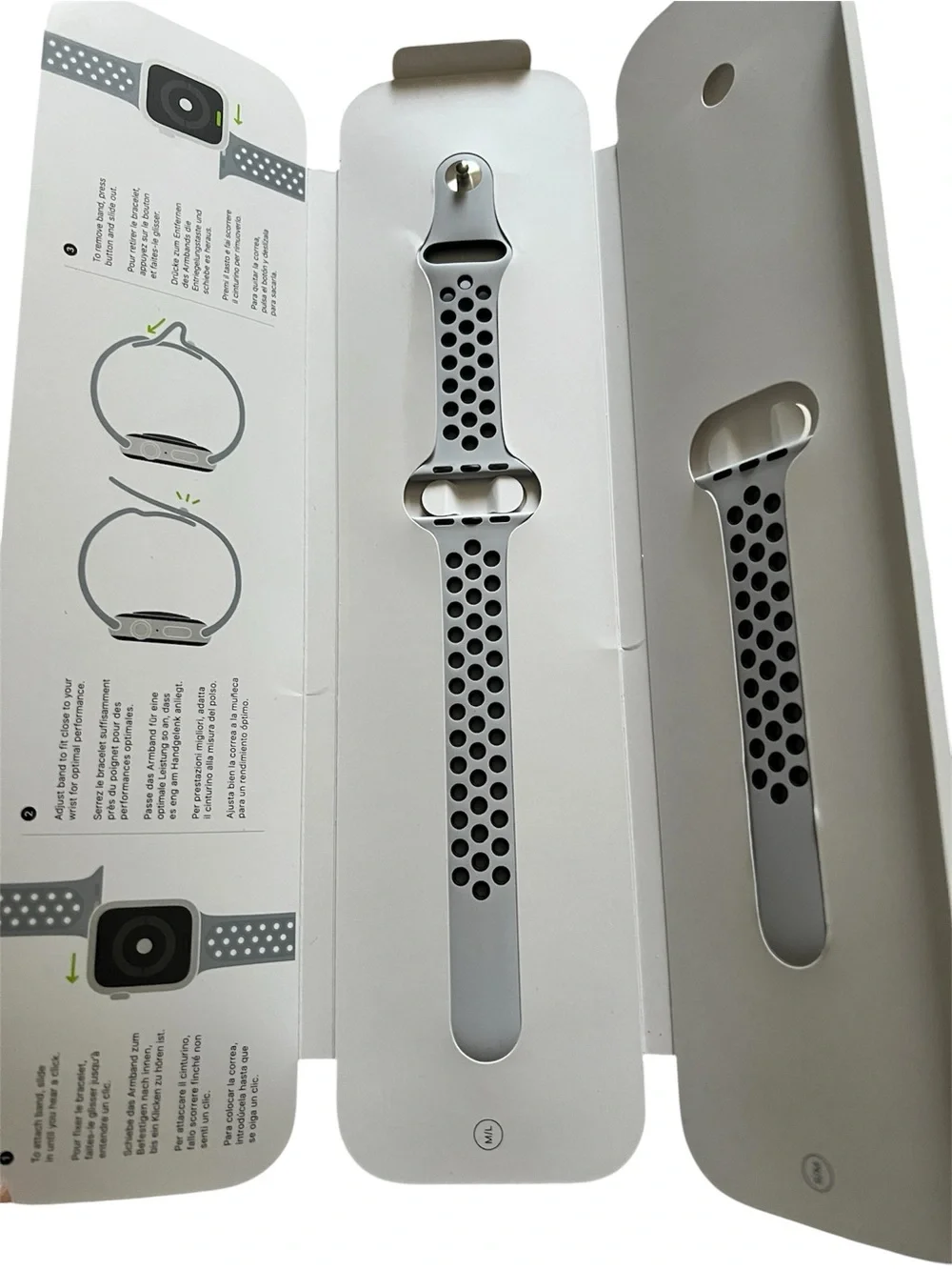 NIB Nike Sport Band for Apple Watch™ in Pure Platinum/Black - Size 40mm